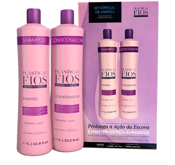 Shampoo and Conditioner Plastica dos Fios Kit 1Lt /33oz